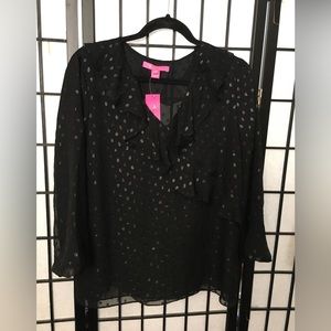 Lilly Pulitzer Black silk Blouse SzM NEW!